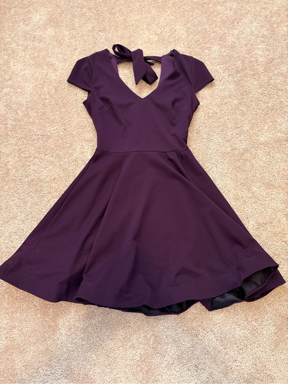 B Darlin Purple Fit & Flare Mini Dress with Tie-Back